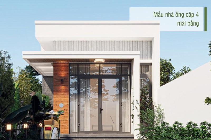 Mẫu nhà ống cấp 4 mái bằng hiện đại và năng động