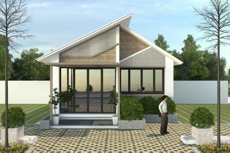 Mẫu nhà cấp 4 mái lệch hình ống tiện nghi, hiện đại