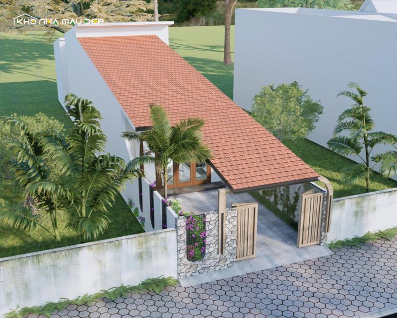 Mẫu nhà cấp 4 mái tôn dạng ống đẹp sang chảnh