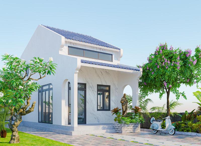 Mẫu nhà ống cấp 4 mái ngói với vẻ đẹp mộc mạc, giản dị