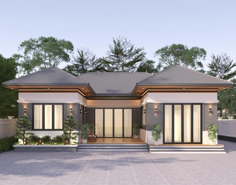 Mẫu thiết kế nhà vườn cấp 4 hình chữ U sở hữu nhiều ưu điểm