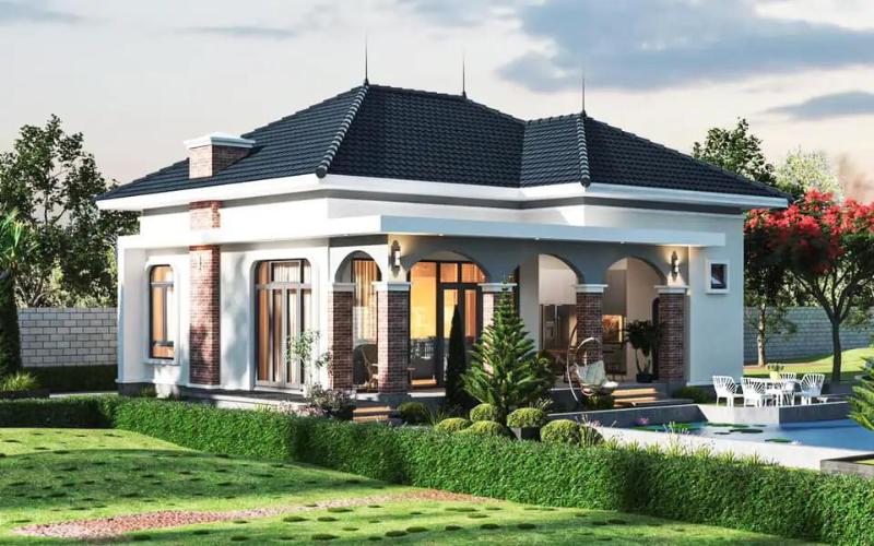 Mẫu thiết kế nhà cấp 4 có sân vườn phong cách Châu Âu có tính thẩm mỹ cao