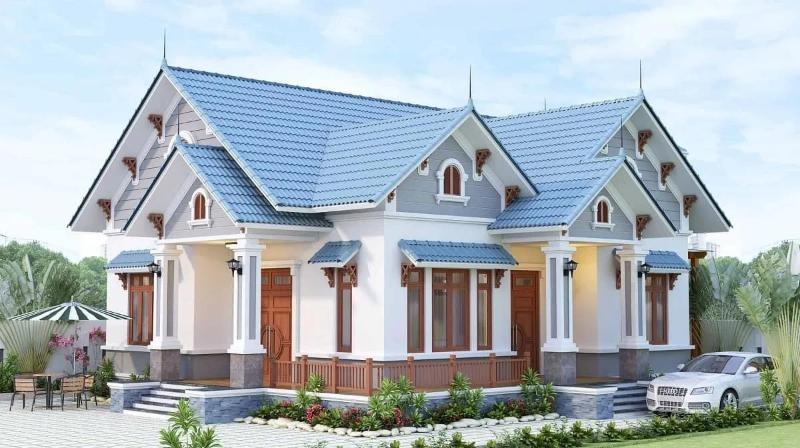 Mẫu thiết kế nhà vườn cấp 4 có 5 phòng ngủ đầy đủ công năng