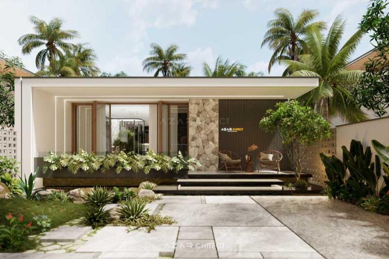 Mẫu thiết kế nhà cấp 4 mái bằng có sân vườn rất khó lỗi thời