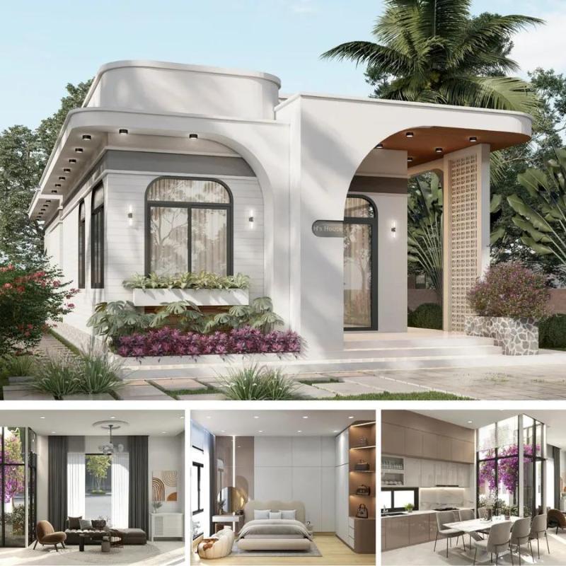 Tham khảo mẫu nhà cấp 4 sân vườn có gác lửng giúp tận dụng tối đa diện tích sử dụng