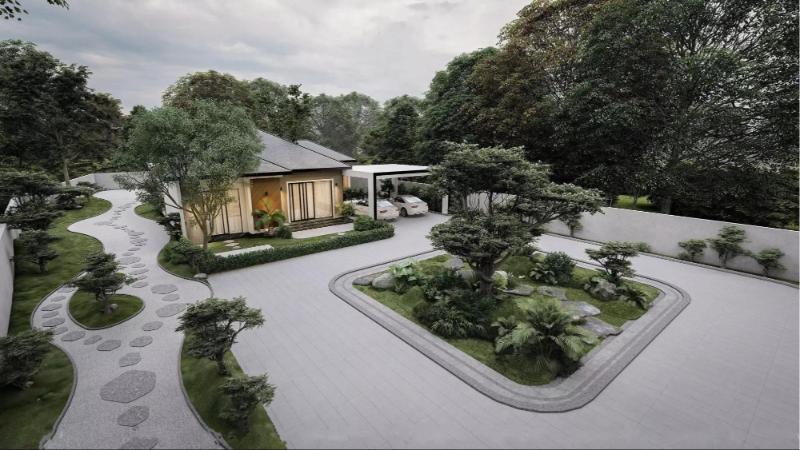 Sử dụng các yếu tố phong thủy trong thiết kế nhà vườn cấp 4 đẹp