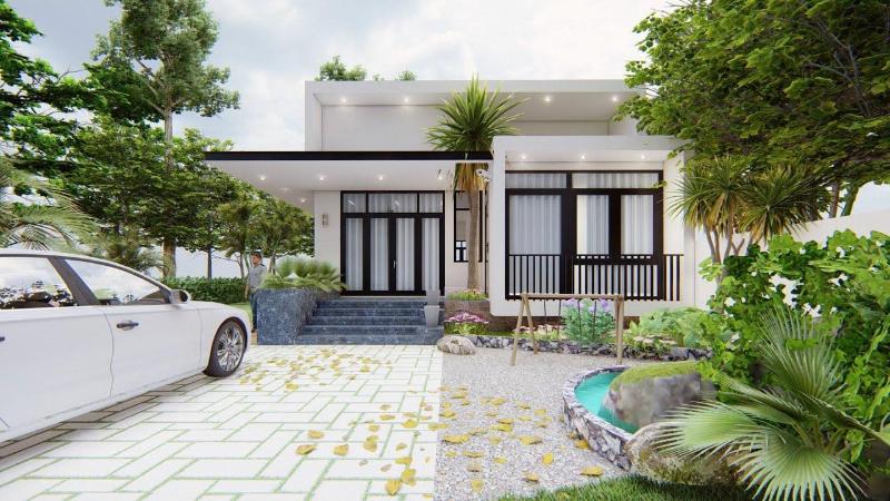 Mẫu thiết kế nhà mái bằng có sân vườn diện tích nhỏ tối ưu chi phí