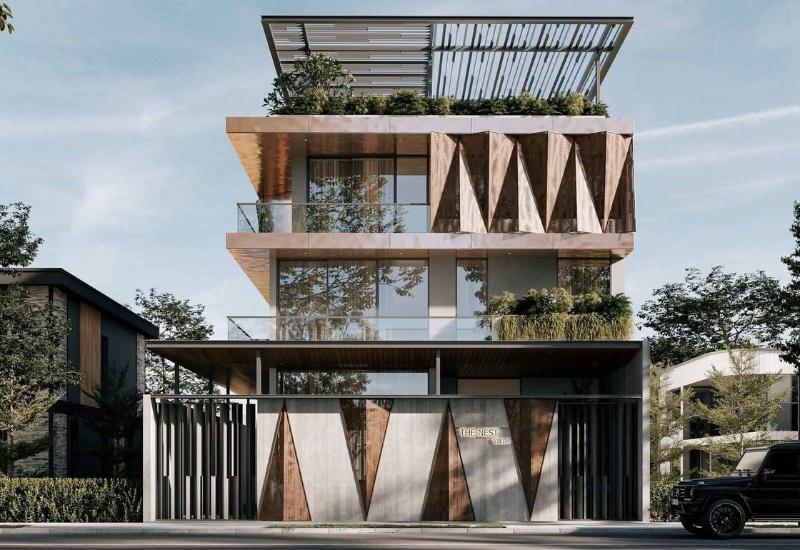 Mẫu thiết kế biệt thự 4 tầng tích hợp đầy đủ tiện ích trong công trình kiến trúc