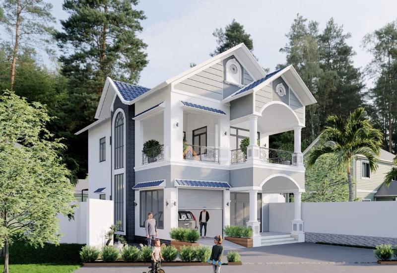 Mẫu thiết kế biệt thự mái Thái tạo vẻ đẹp thanh thoát và cân đối cho công trình