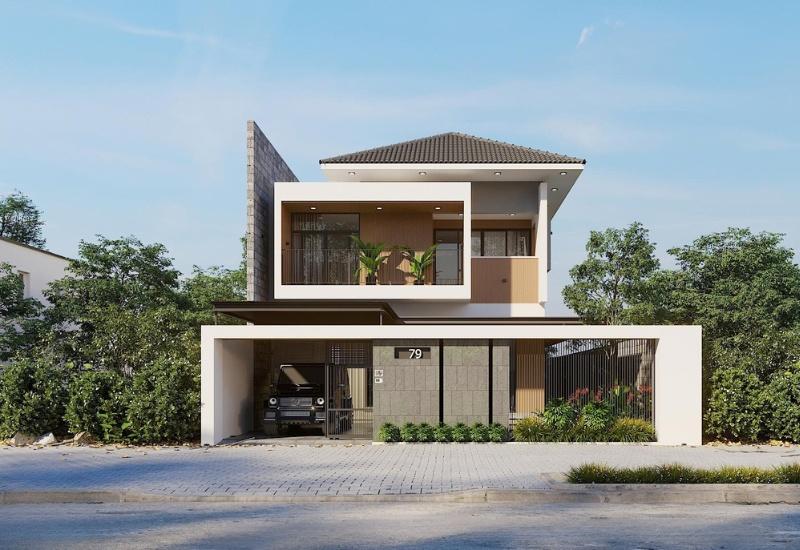 Kết hợp dáng mái Nhật trong công trình kiến trúc biệt thự hiện đại