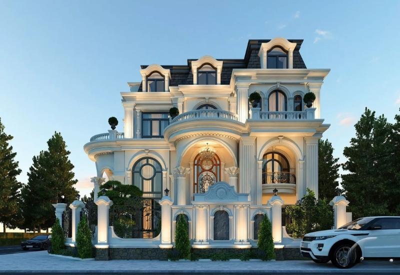 Mẫu thiết kế biệt thự châu Âu ấn tượng bởi sự đồ sộ, cầu kỳ