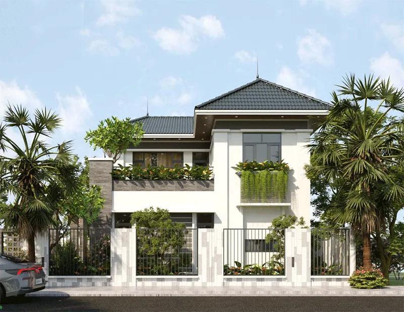 Mẫu biệt thự nhà vườn 2 tầng mái Thái diện tích 300m2 gần gũi với thiên nhiên