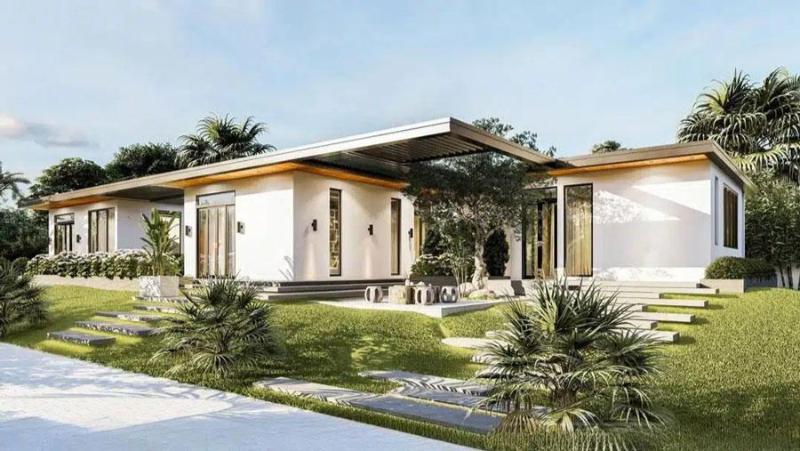 Mẫu thiết kế biệt thự sân vườn 300m2 1 tầng hiện đại