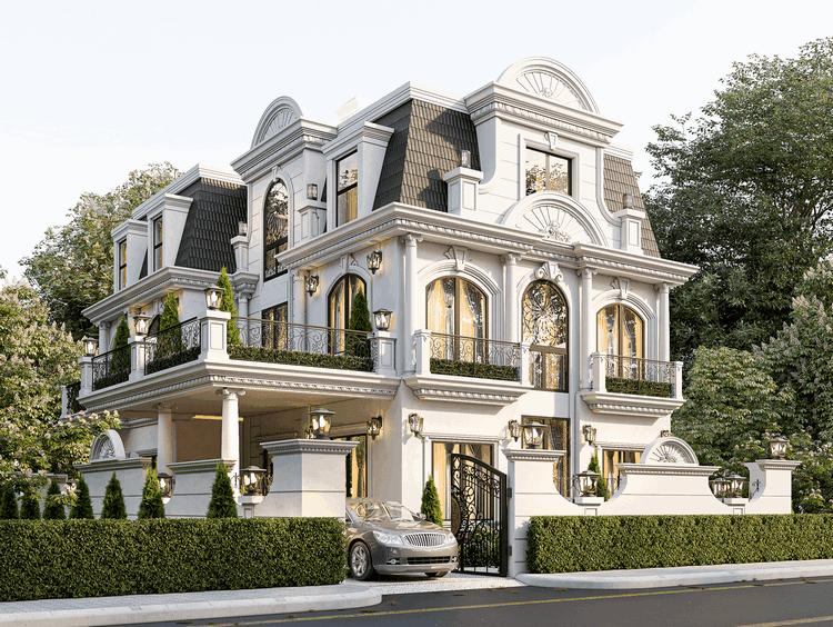 Mẫu biệt thự sân vườn 300m2 tân cổ điển với vẻ đẹp tráng lệ