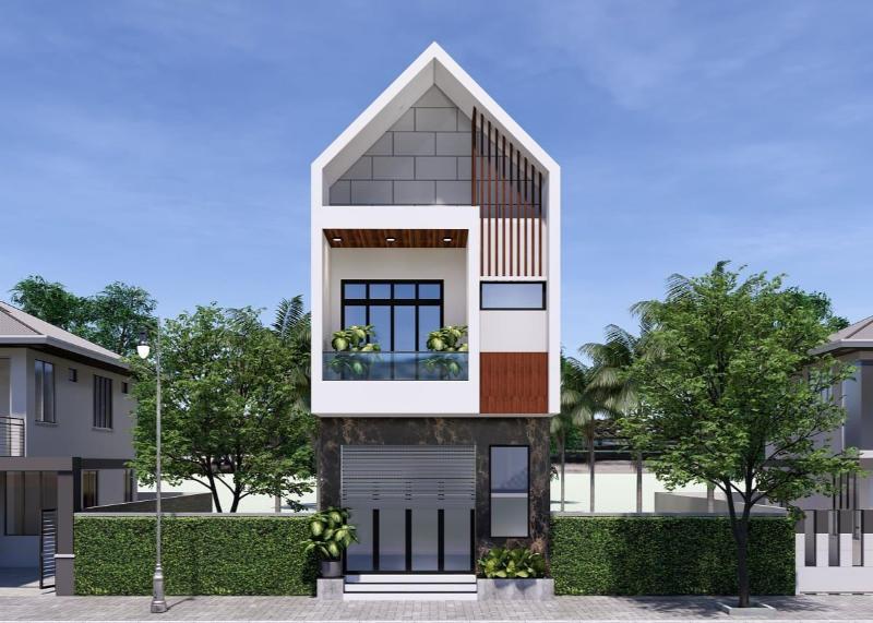 Mẫu thiết kế mặt tiền nhà phố hướng Tây 2 tầng mái bằng tối ưu phi phí