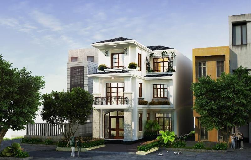 Mẫu nhà 100m2 3 tầng có bề ngoài đồ sộ