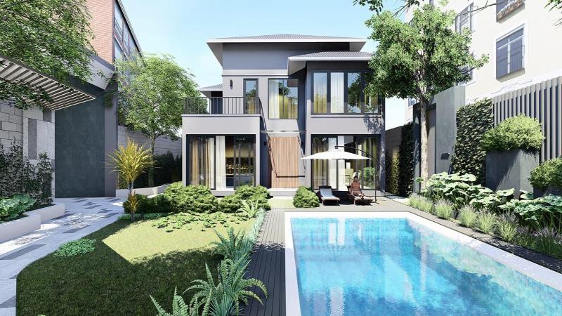 Mẫu thiết kế nhà 2 tầng 100m2 dạng biệt thự cao cấp