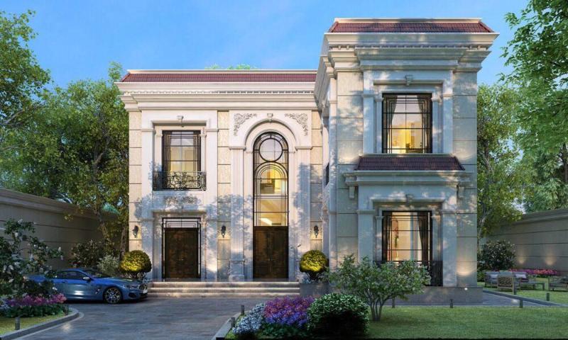 Mẫu nhà 2 tầng 3 phòng ngủ 60m2 phong cách tân cổ điển