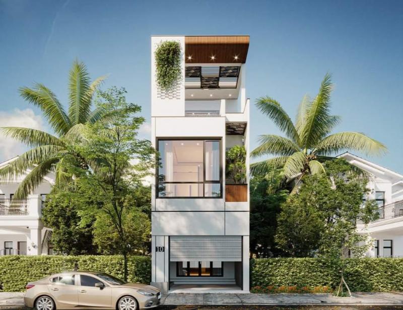 Mẫu thiết kế mặt tiền nhà 4x10m 3 phòng ngủ phong cách hiện đại