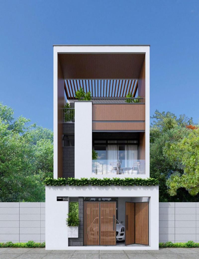 Mẫu thiết kế nhà 3 phòng ngủ 4x10m có gara cực kỳ tiện nghi