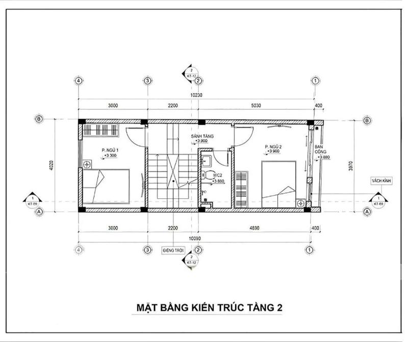 Tham khảo mặt bằng công năng tầng 2 nhà 4x10m 3 phòng ngủ