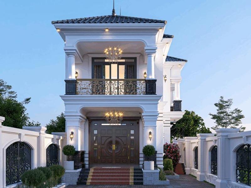 Mẫu thiết kế nhà 2 tầng 5x10m 3 phòng ngủ phong cách tân cổ điển sang trọng