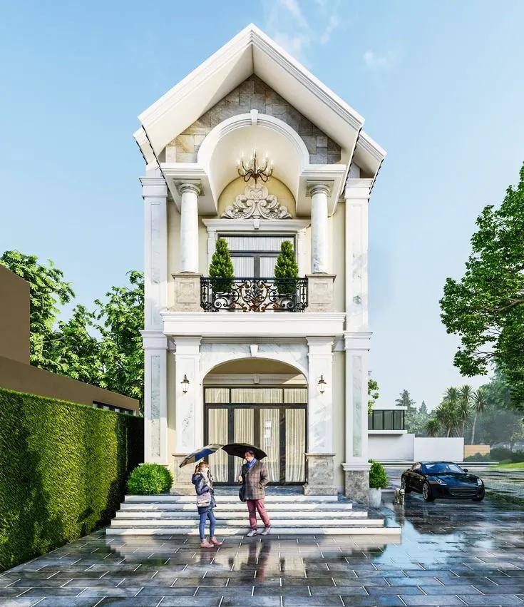 Mẫu thiết kế nhà 2 tầng tân cổ điển 5x10m 3 phòng ngủ tân cổ điển có chi phí đầu tư cao
