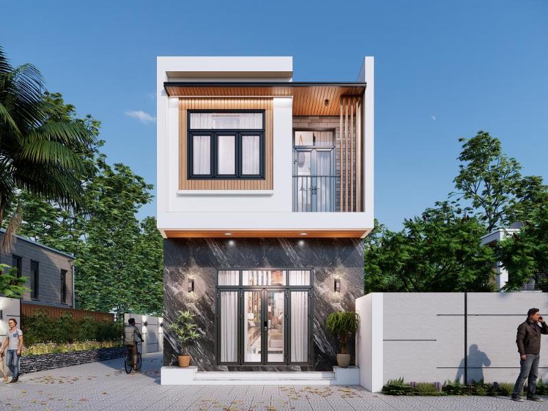 Mẫu thiết kế nhà mái bằng 5x10m 2 tầng 3 phòng ngủ hiện đại