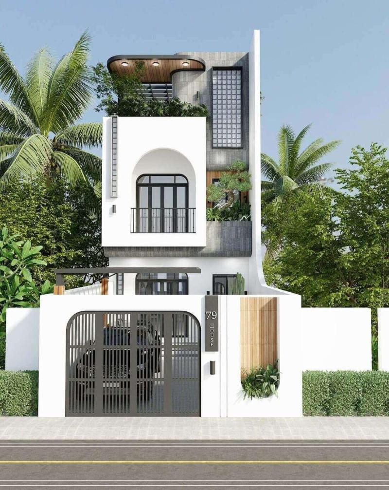 Mẫu thiết kế nhà 2 tầng 3 phòng ngủ mái bằng phù hợp với nhiều phong cách