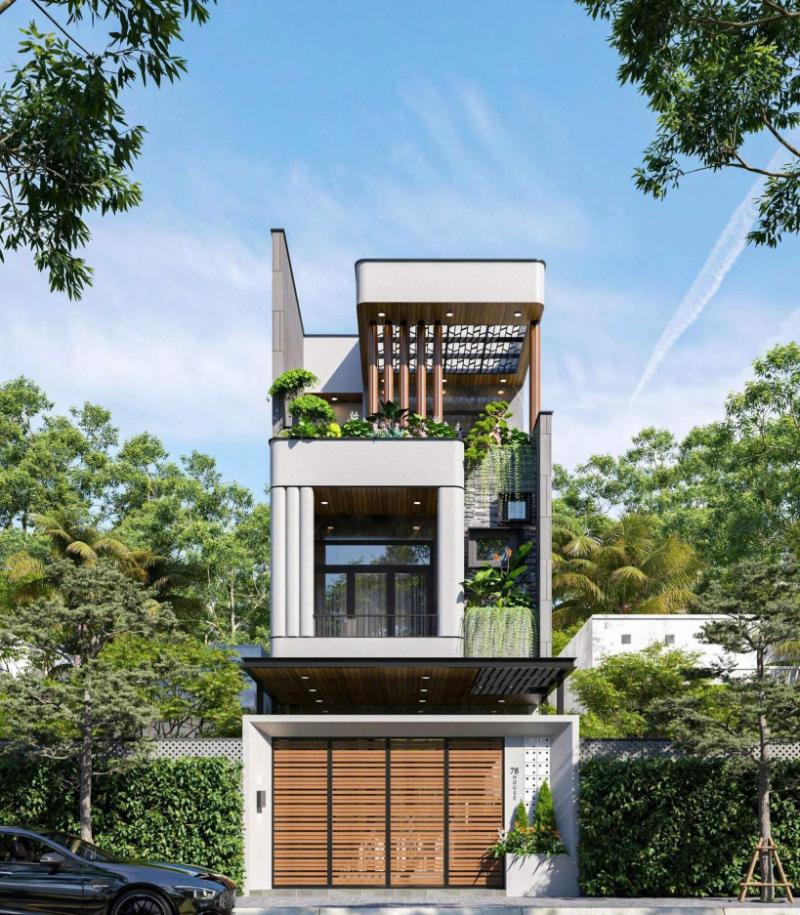 Mẫu nhà 5x20m có sân vườn đáp ứng đầy đủ nhu cầu sử dụng cơ bản