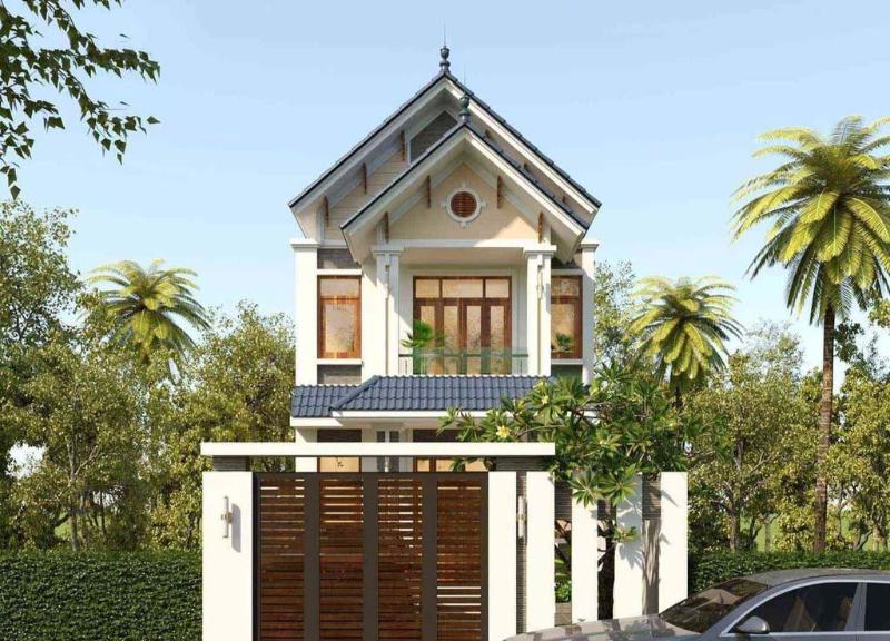 Mẫu thiết kế nhà sân vườn mái Thái 5x20m độc đáo