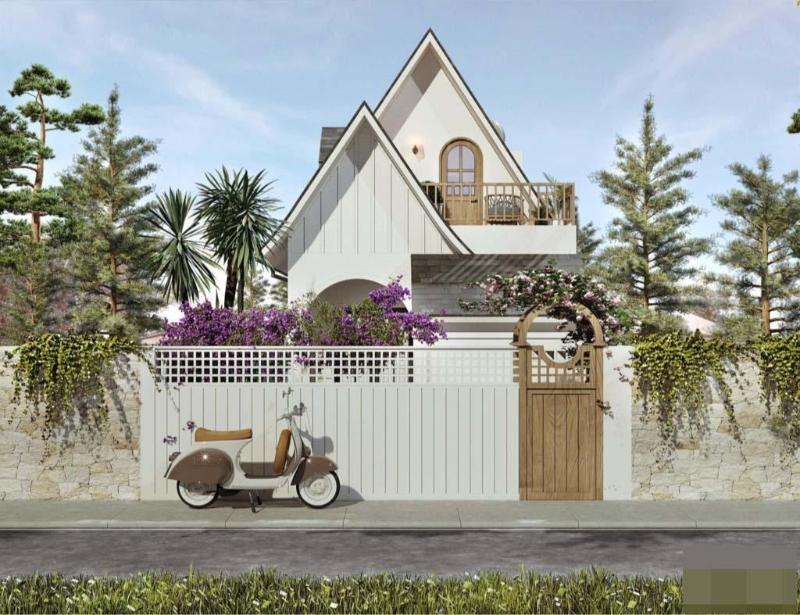 Mẫu thiết kế nhà 5x20m có sân vườn mái Thái tối giản