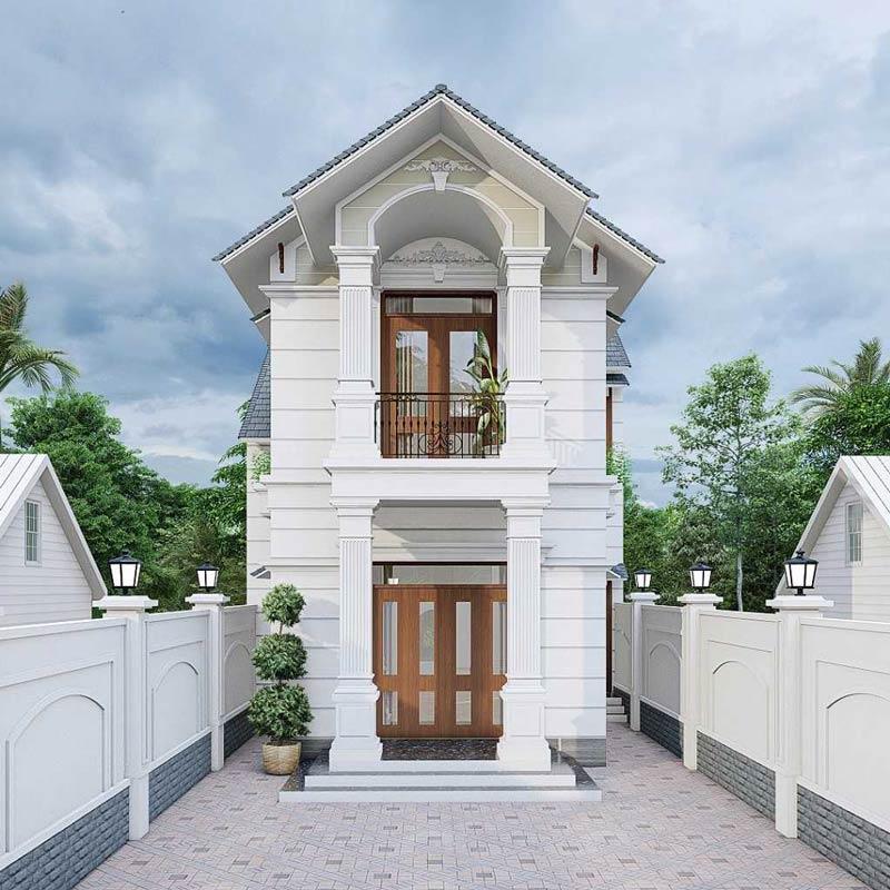 Mẫu thiết kế nhà có sân vườn diện tích 5x20m tân cổ điển