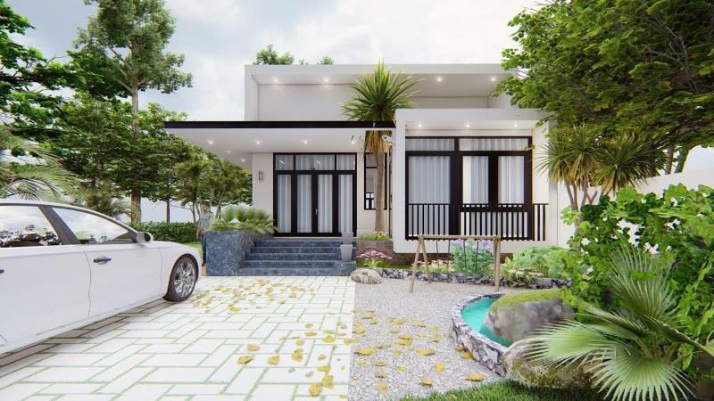 Tham khảo mẫu nhà cấp 4 60m2 2 phòng ngủ mái bằng hiện đại