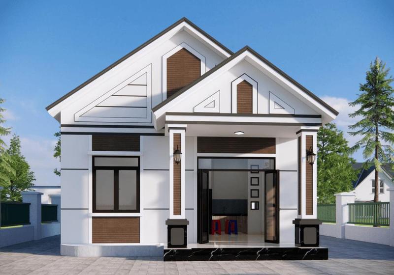 Mẫu thiết kế nhà cấp 4 60m2 2 phòng ngủ mái tôn có kết cấu tối giản