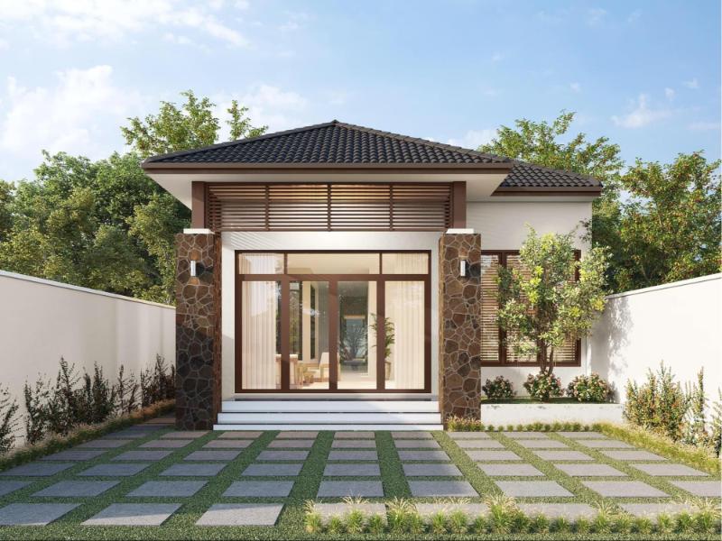 Mẫu thiết kế nhà cấp 4 có 3 phòng ngủ ngang 6m