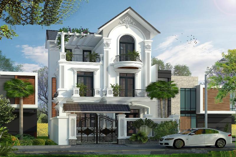 Mẫu thiết kế nhà mặt tiền 8m sâu 12m dạng biệt thự cao cấp