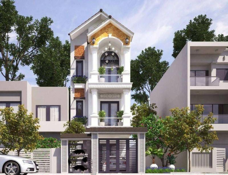 Mẫu thiết kế nhà mặt tiền 8m sâu 12m 3 tầng có sân vườn gần gũi với thiên nhiên