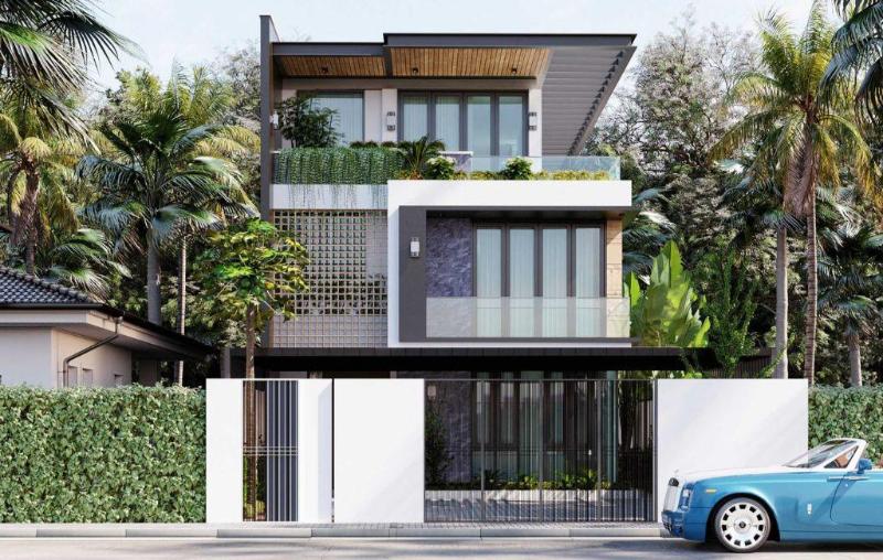 Tham khảo mẫu nhà ngang 10m sâu 8m 3 tầng sang trọng