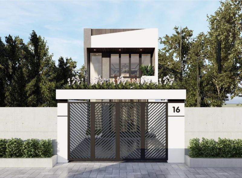 Chiêm ngưỡng mặt tiền nhà 2 tầng ngang 4m dài 7m mái bằng trẻ trung