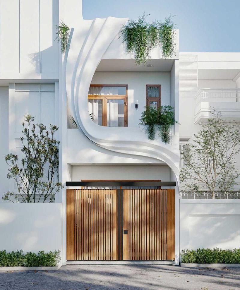 Mẫu thiết kế nhà 2 tầng ngang 4m dài 8m dạng ống