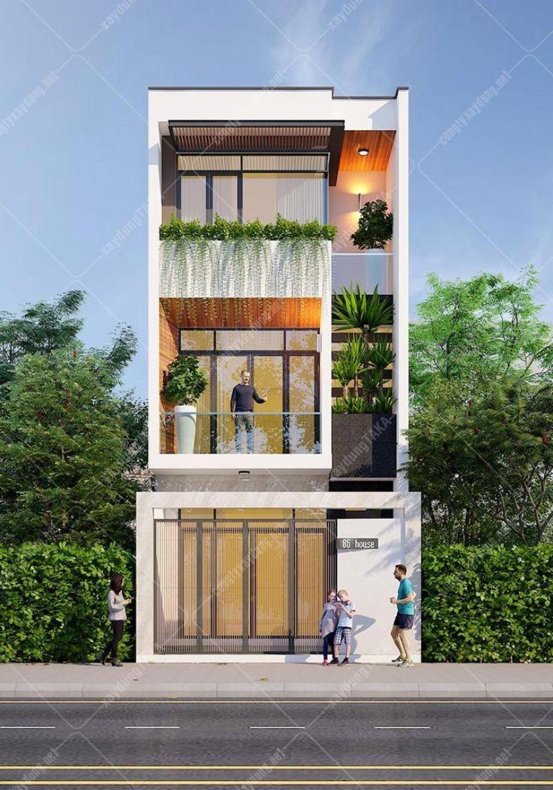 Mẫu nhà 3 tầng ngang 4m dài 8m hiện đại