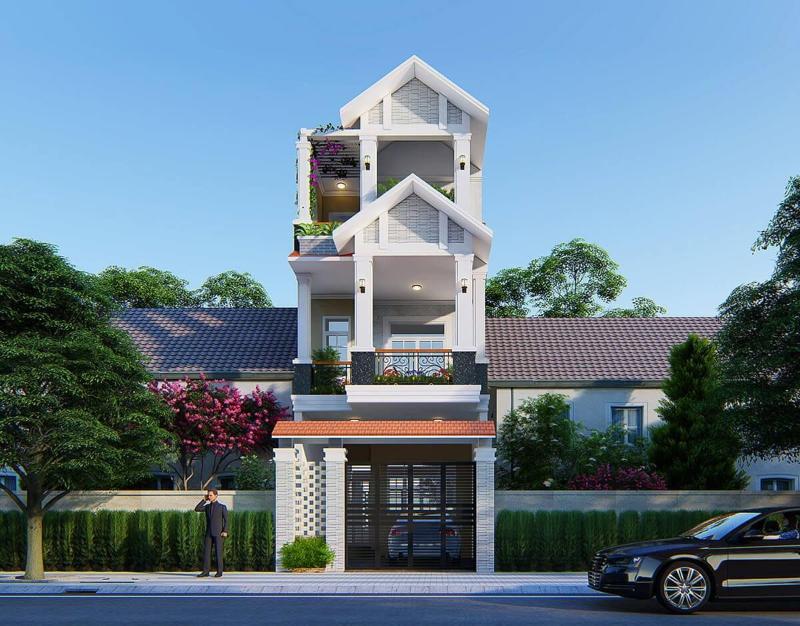 Mẫu thiết kế nhà ngang 4m dài 8m 3 tầng sang trọng