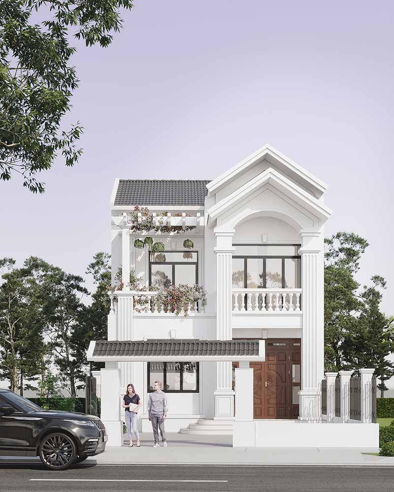 Mẫu thiết kế nhà ngang 6m dài 12m mái nhọn độc đáo