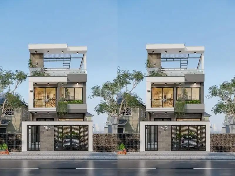 Mẫu thiết kế nhà ngang 6m dài 12m biệt thự sân vườn có không khí trong lành