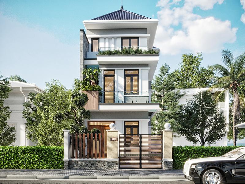 Mẫu thiết kế nhà ngang 6m dài 12m mái Nhật sở hữu nét đẹp nhẹ nhàng