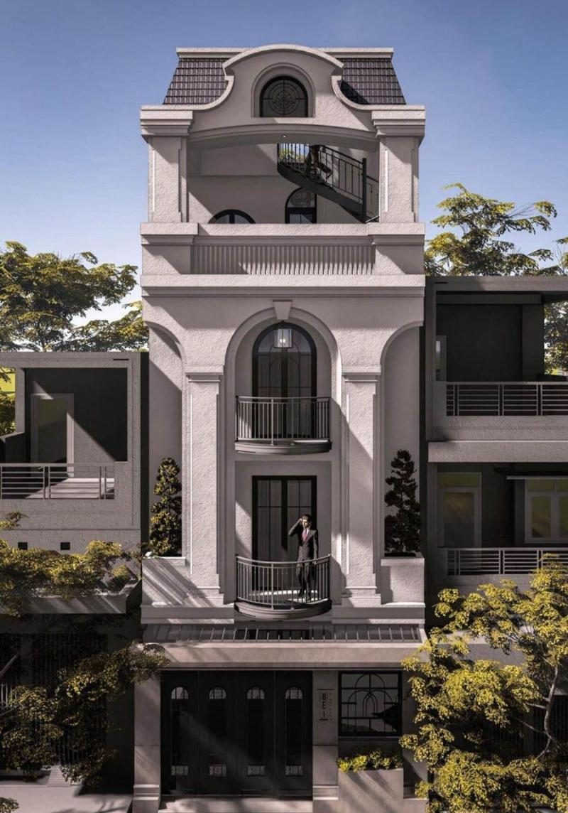 Mẫu thiết kế nhà ngang 6m dài 14m có giếng trời đón được nhiều ánh sáng tự nhiên