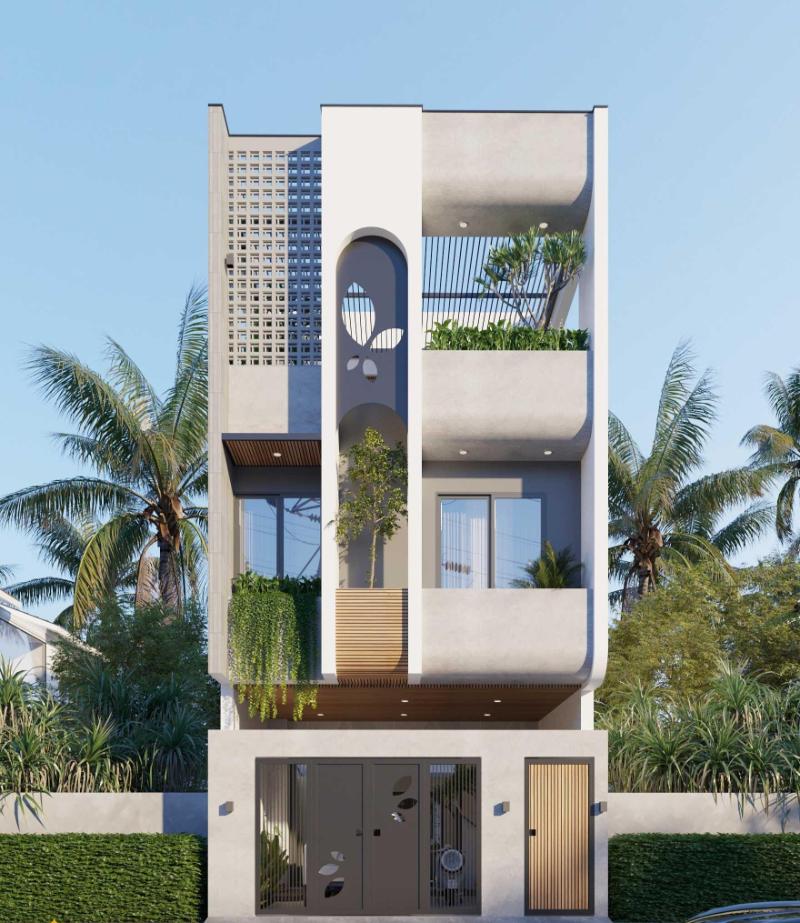 Phối cảnh mặt tiền nhà ngang 6m dài 15m