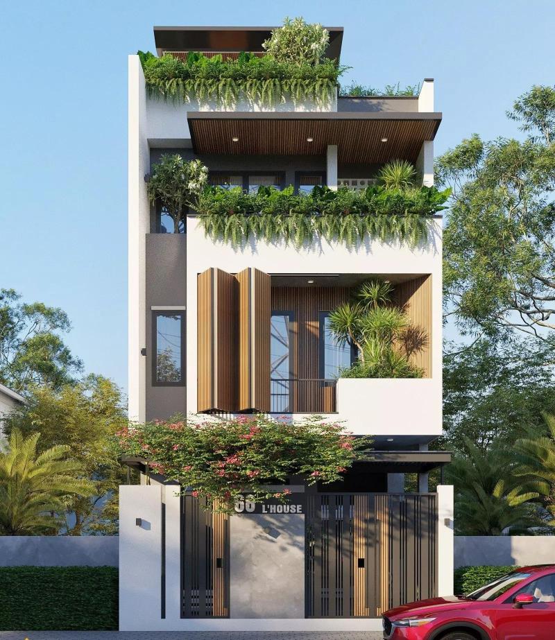 Khu vực sân vườn nhà 120m2 có nhiều công năng hiện đại