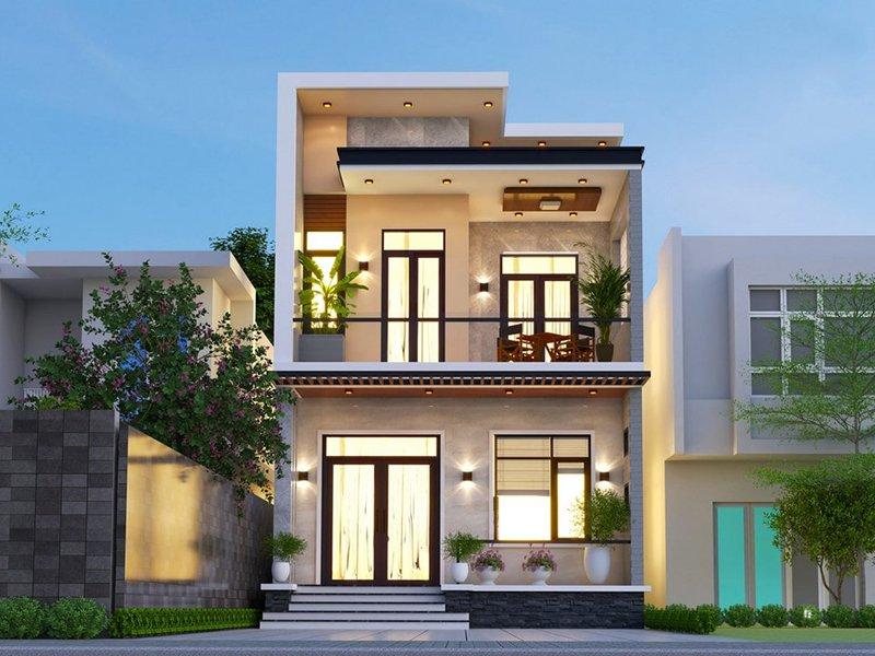 Mẫu nhà 2 tầng ngang 6m dài 7m mái bằng sở hữu nét đẹp hiện đại
